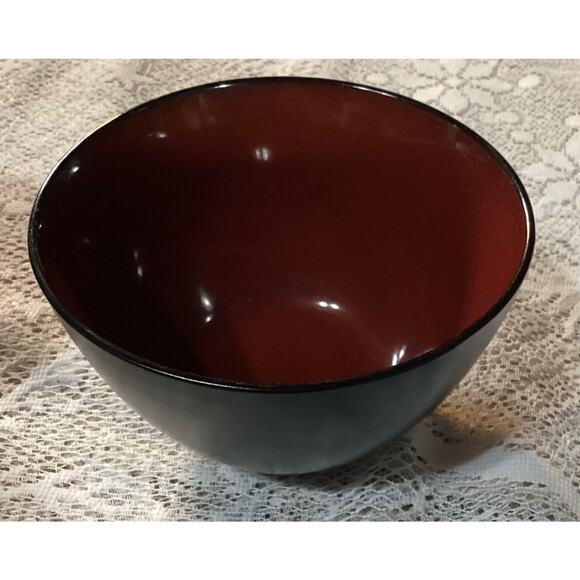 Set of 2 Gibson Designs Soho Lounge Round Black Burgundy Soup Cereal Bowls - Picture 9 of 10